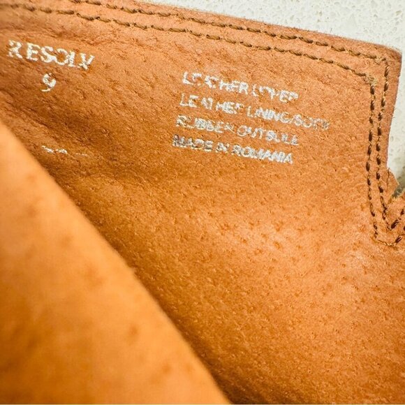 Steve Madden Resolv Suede Leather Booties Ankle Boots Camel Tan Stacked Heel 9 - Picture 4 of 15